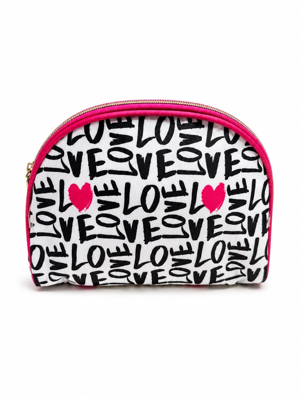 Juicy Couture Pink & White 'Love' Pattern Cosmetic Pouch